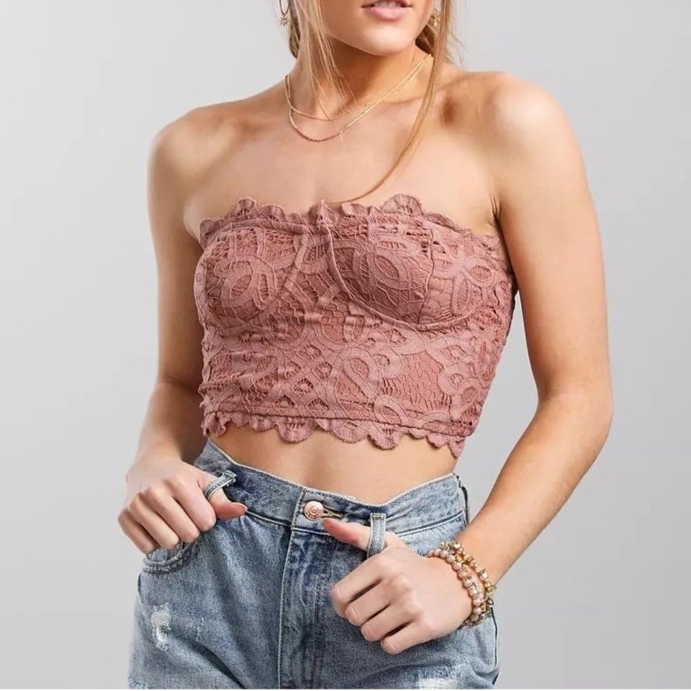 Free People Intimately‎ Adella Corset Bralette Top Women's XS Mauve Pink Rose